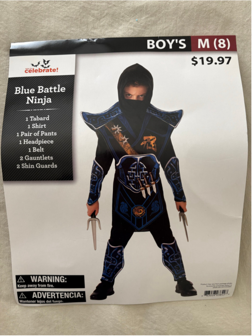 Boy's Blue Battle Ninja Costume Size Medium (8)
